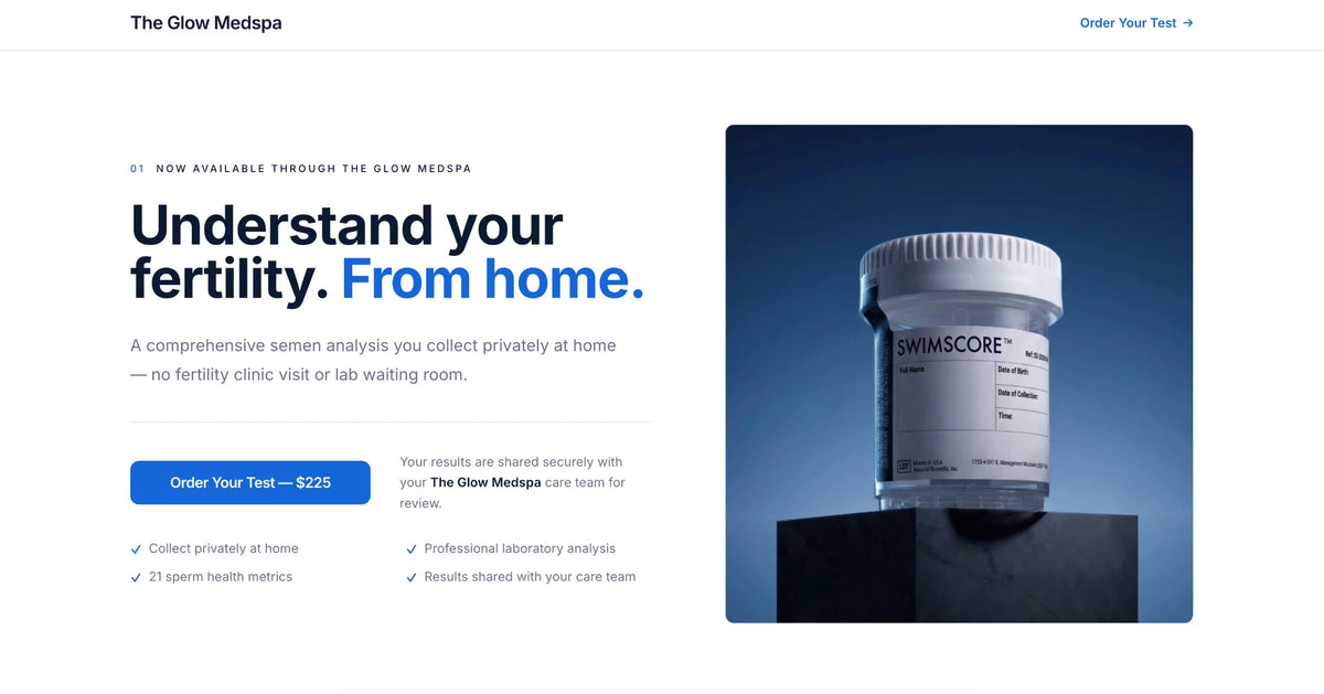 The Glow Medspa clinic-specific SwimScore landing page